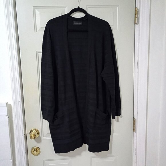 Lane Bryant Womens Plus Size Open Front Cardigan Sweater Long Black With Pockets - Picture 1 of 10